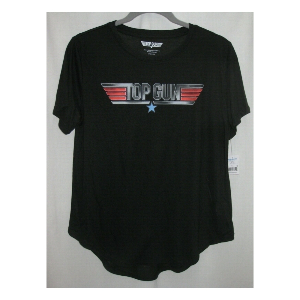 New Jr Top Gun graphic black t shirt L